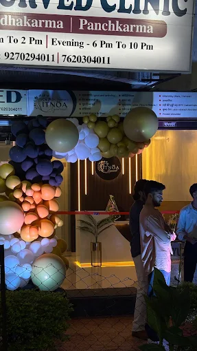 Decorated entrance of ITNOA Ayurved Clinic during its opening